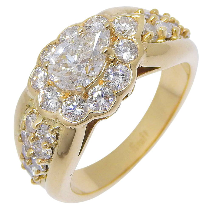 Graff Pear Shape 18K Yellow Gold Diamond Ring – front view
