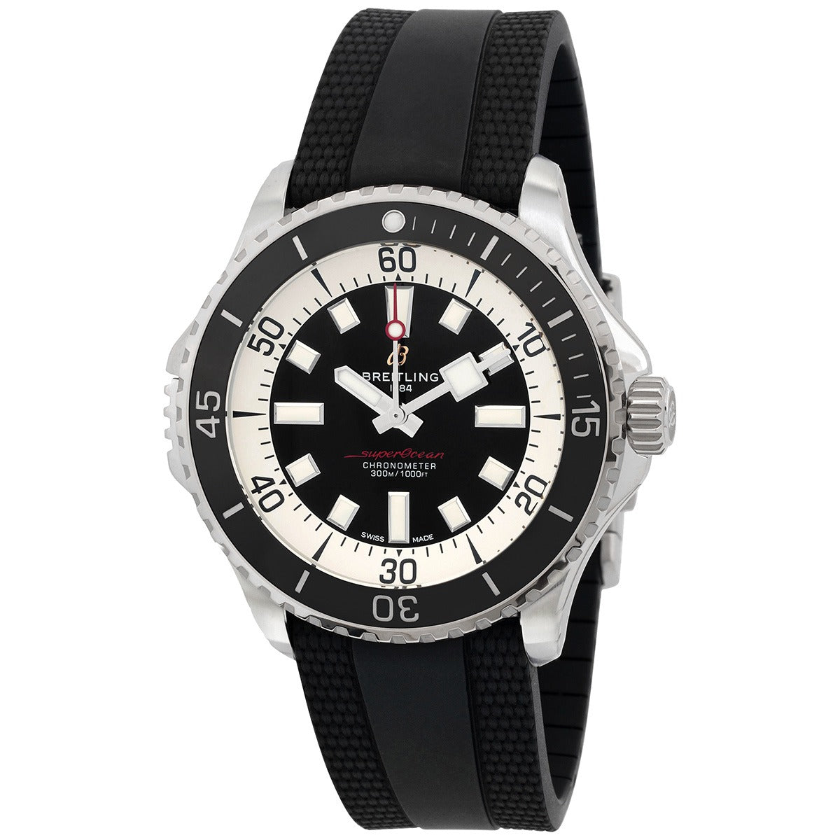 Breitling Superocean Automatic 42 Black Dial Rubber Strap A17375211B1S1