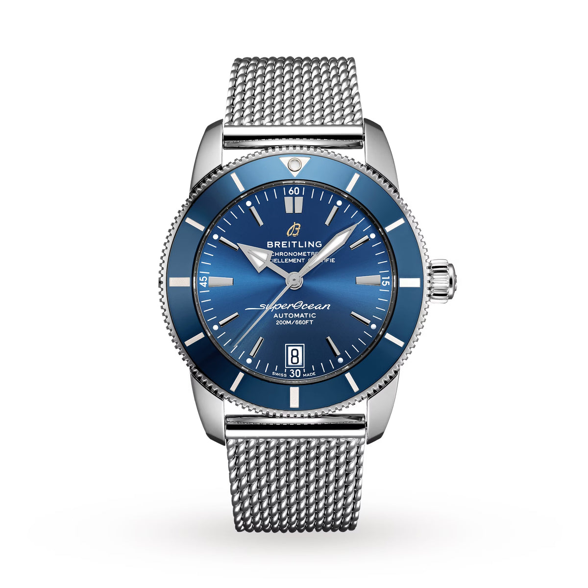 Breitling Superocean Heritage B20 42 Blue Dial Mesh Bracelet AB2010161C1A1