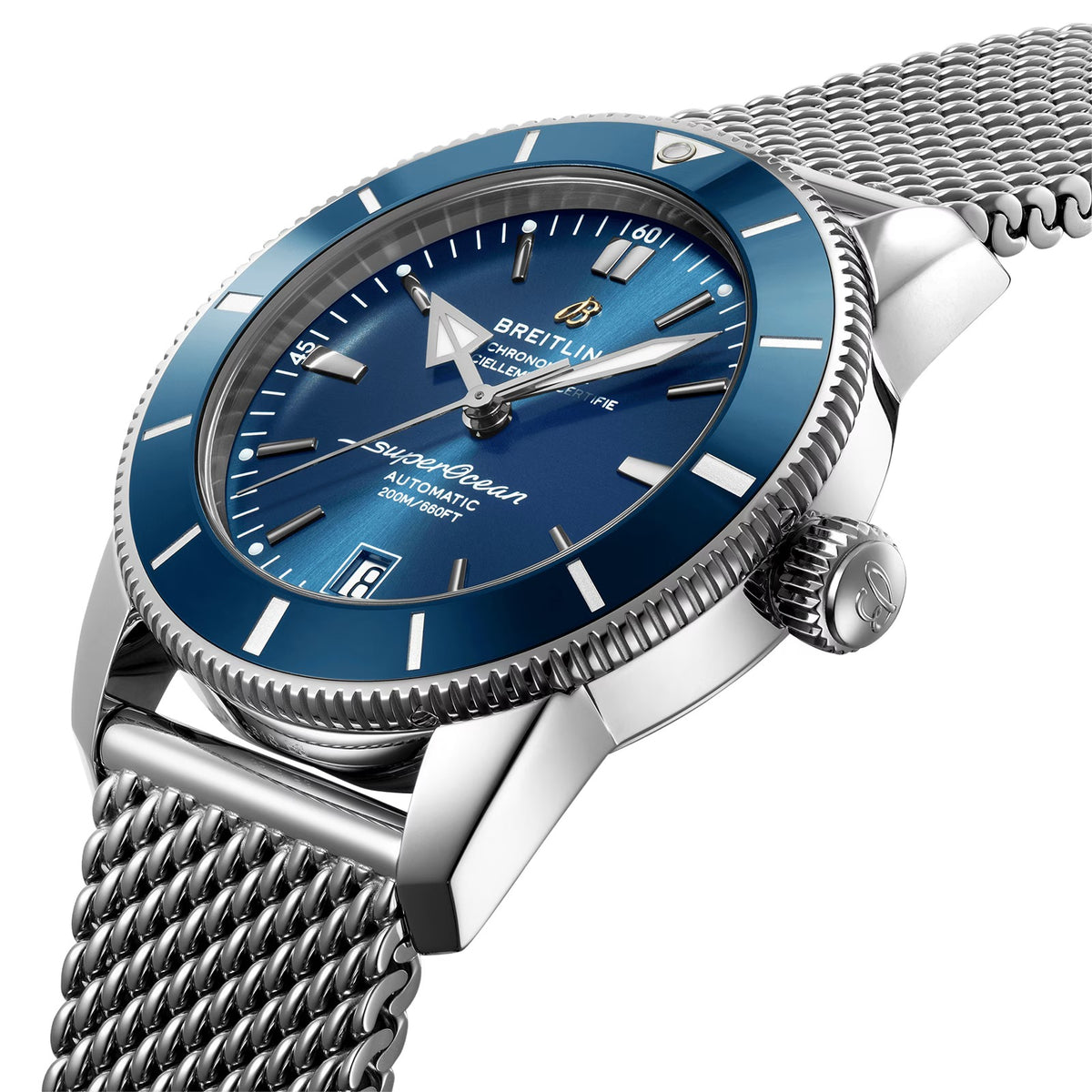 Breitling Superocean Heritage B20 42 Blue Dial Mesh Bracelet AB2010161C1A1