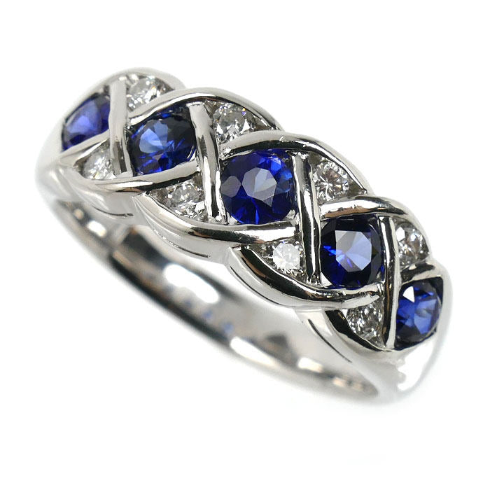 Platinum Diamond Sapphire Ring – front view