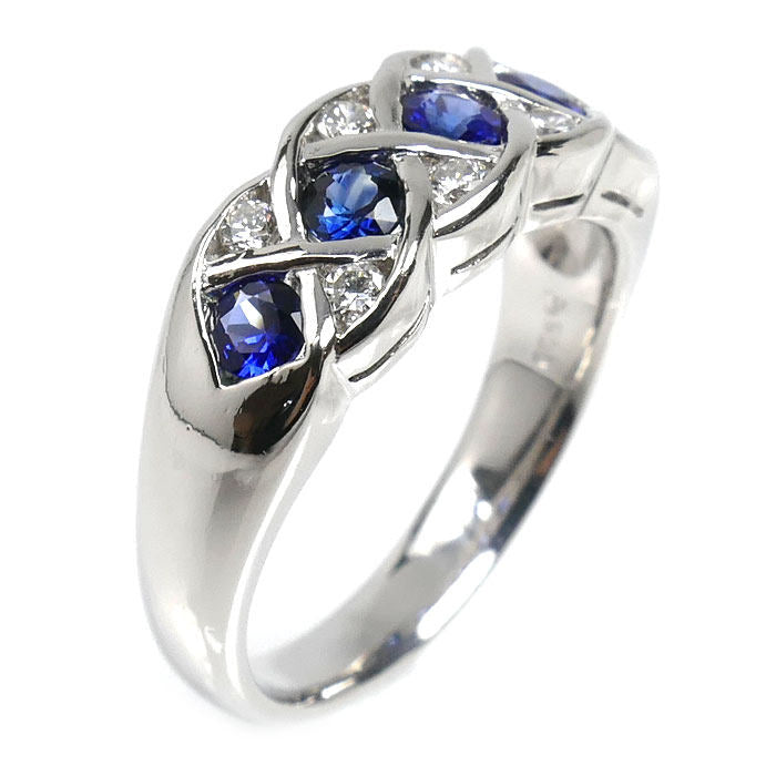 Platinum Diamond Sapphire Ring – side view