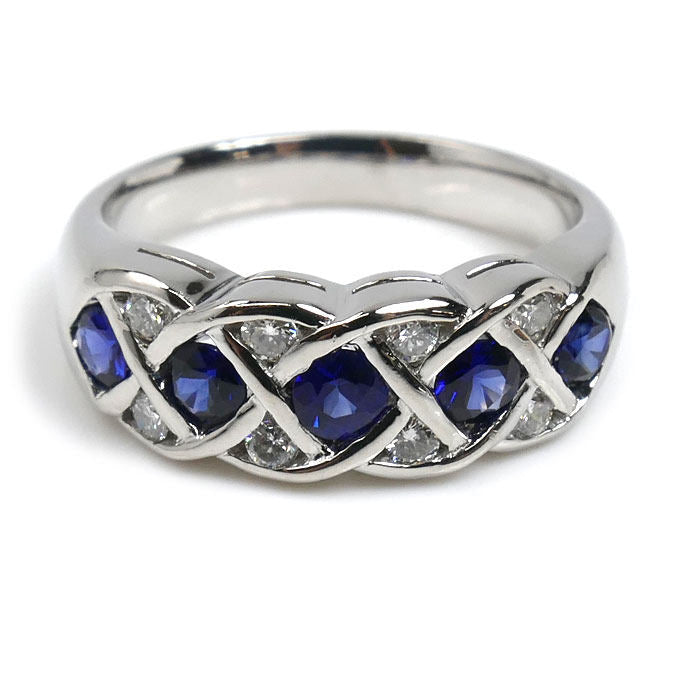 Platinum Diamond Sapphire Ring – top view