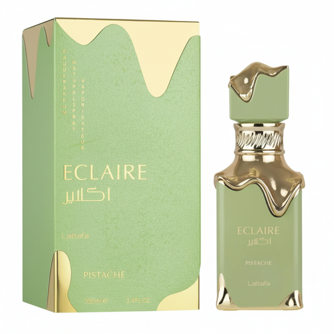 Lattafa Eclaire Pistache EDP - Box and Bottle