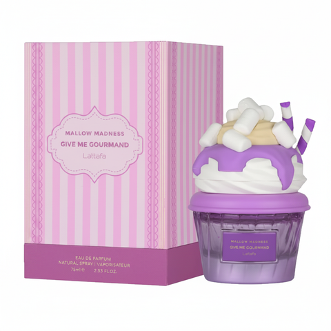 Lattafa Give Me Gourmand Mallow Madness EDP - Box and Bottle