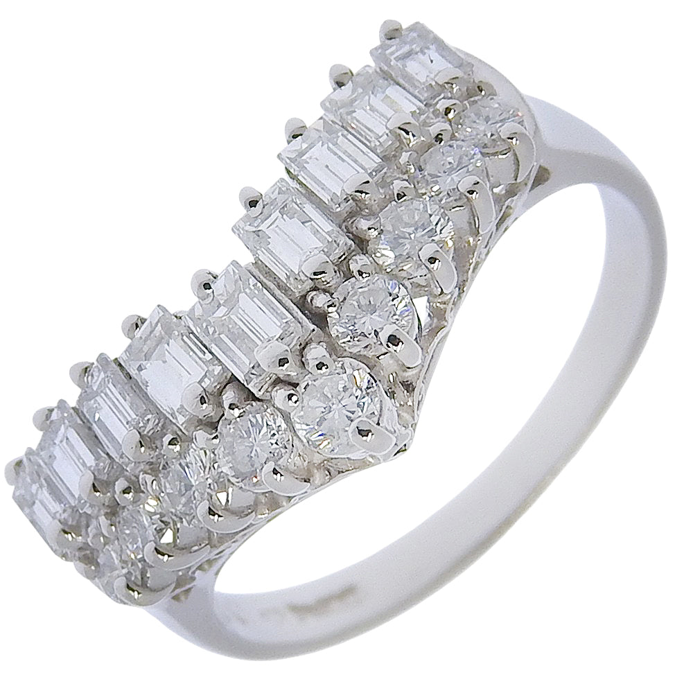 Platinum V Shape Diamond Ring 0.56ct – front view