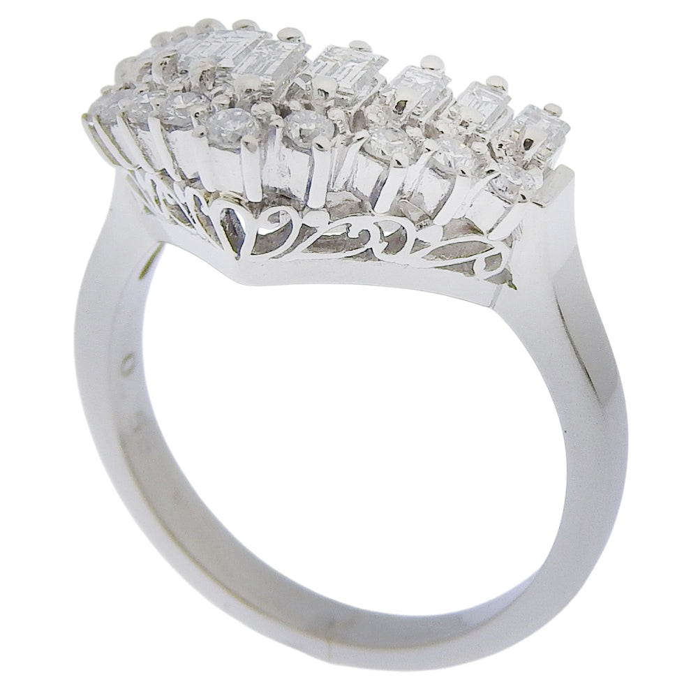 Platinum V Shape Diamond Ring 0.56ct – top view