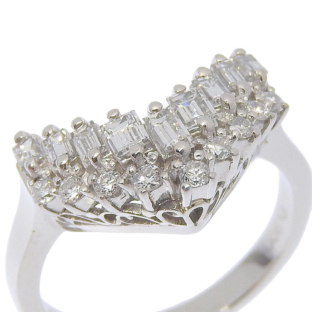 Platinum V Shape Diamond Ring 0.56ct – inside band