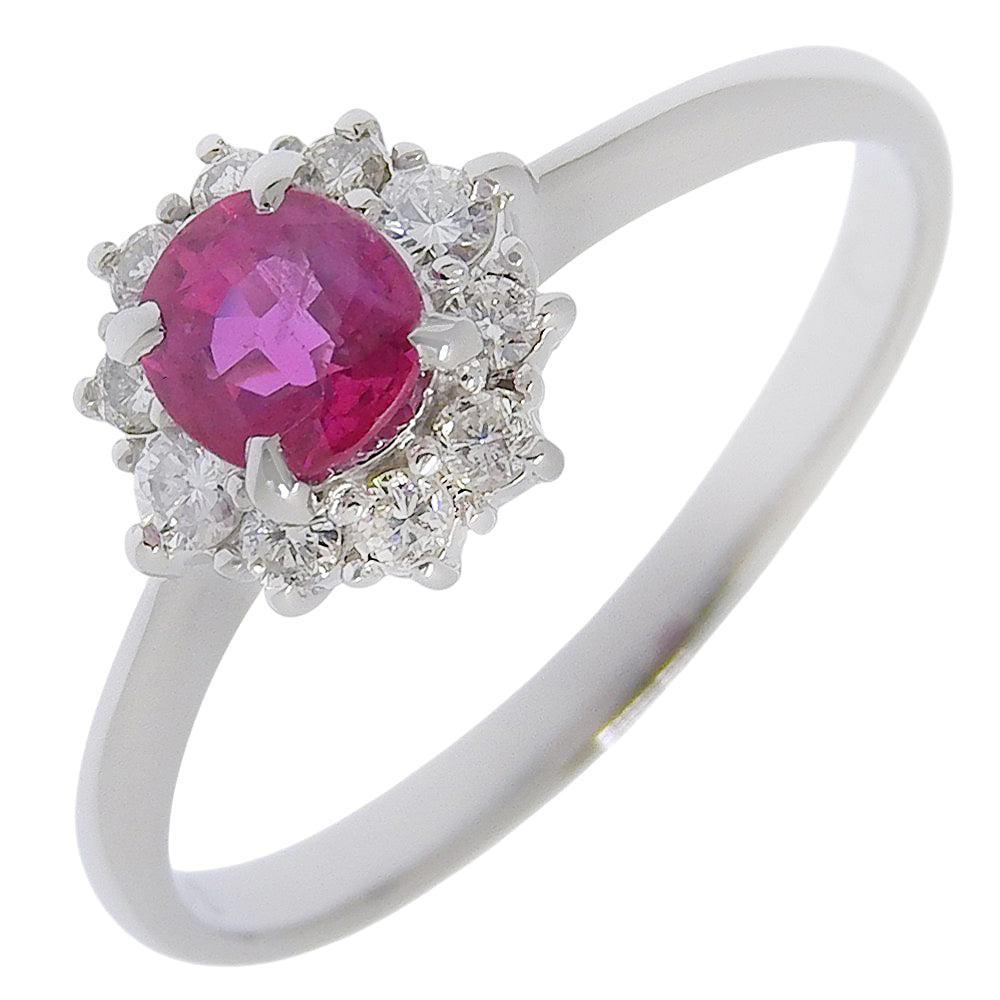 Platinum Diamond Ruby Ring 3.5g – front view