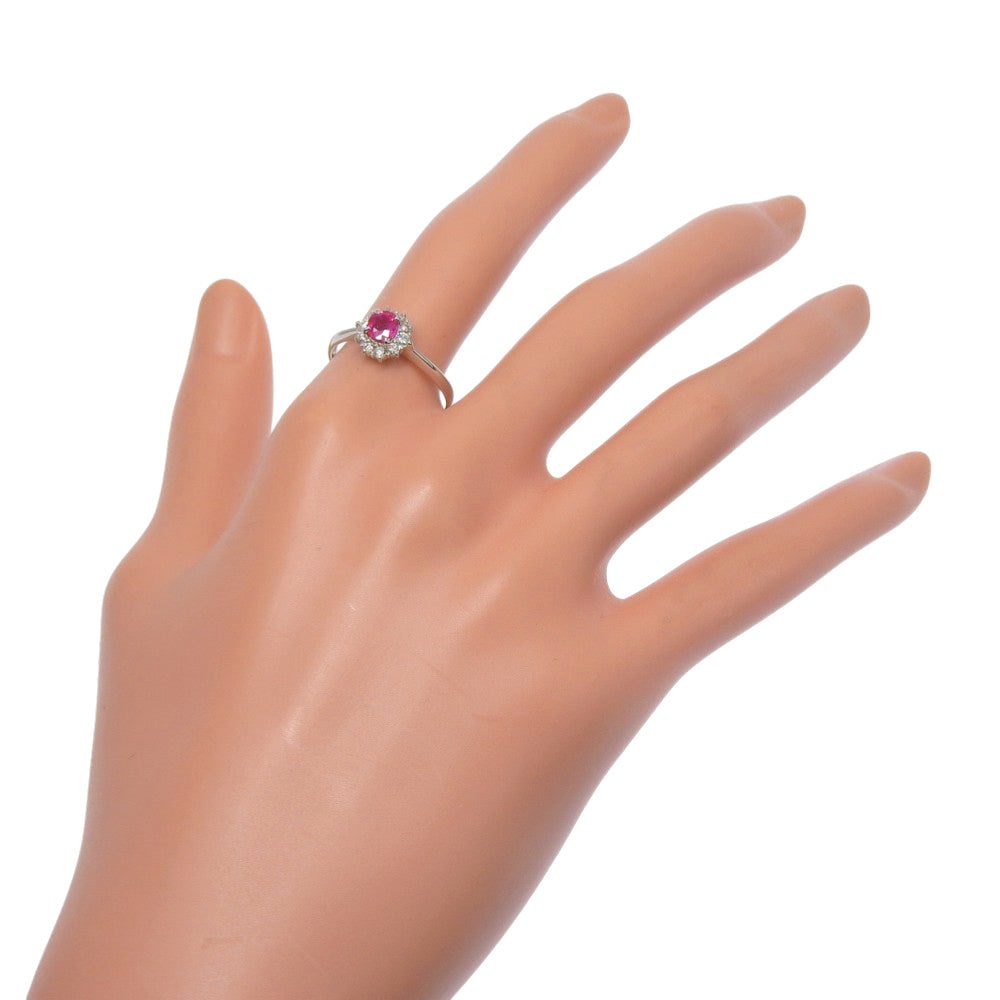 Platinum Diamond Ruby Ring 3.5g – side view