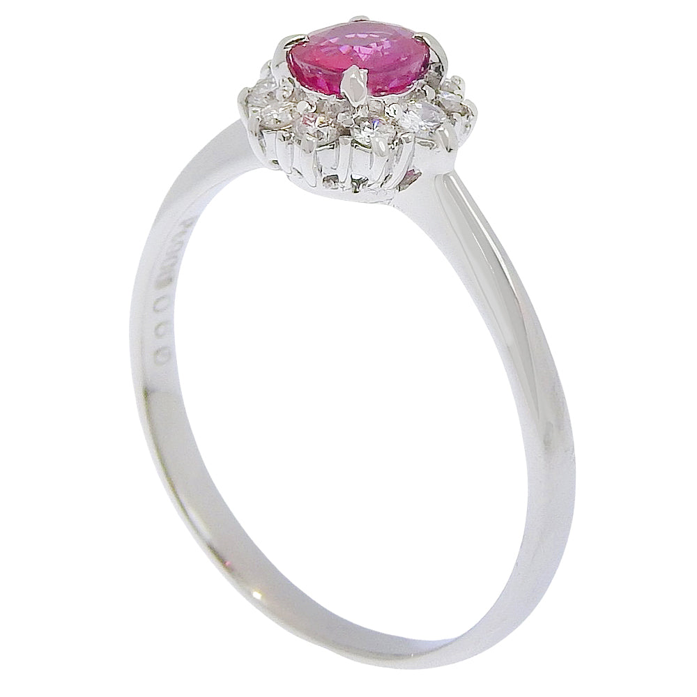 Platinum Diamond Ruby Ring 3.5g – top view