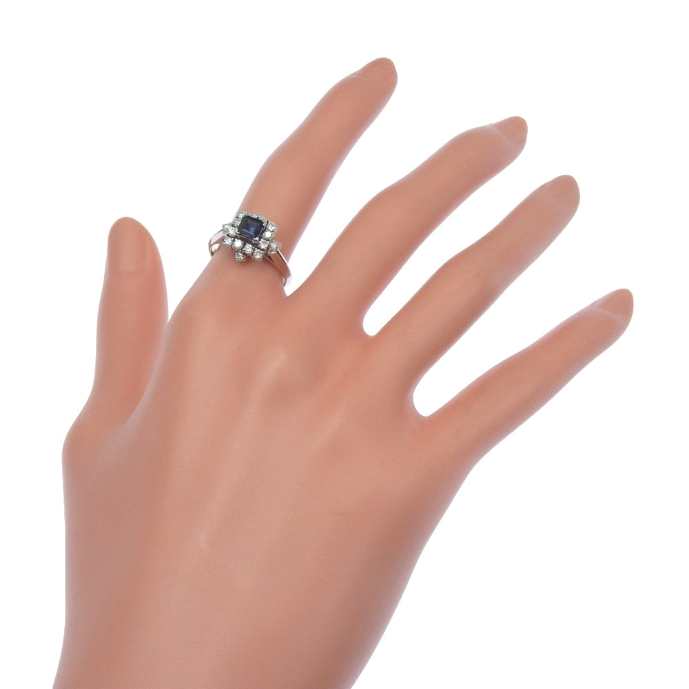 Platinum Diamond Sapphire Ring 5.1g – side view