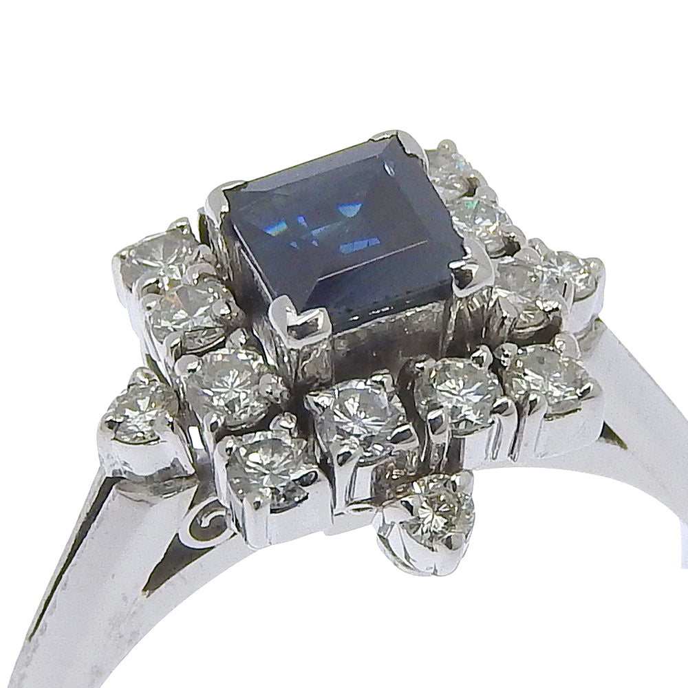 Platinum Diamond Sapphire Ring 5.1g – inside band