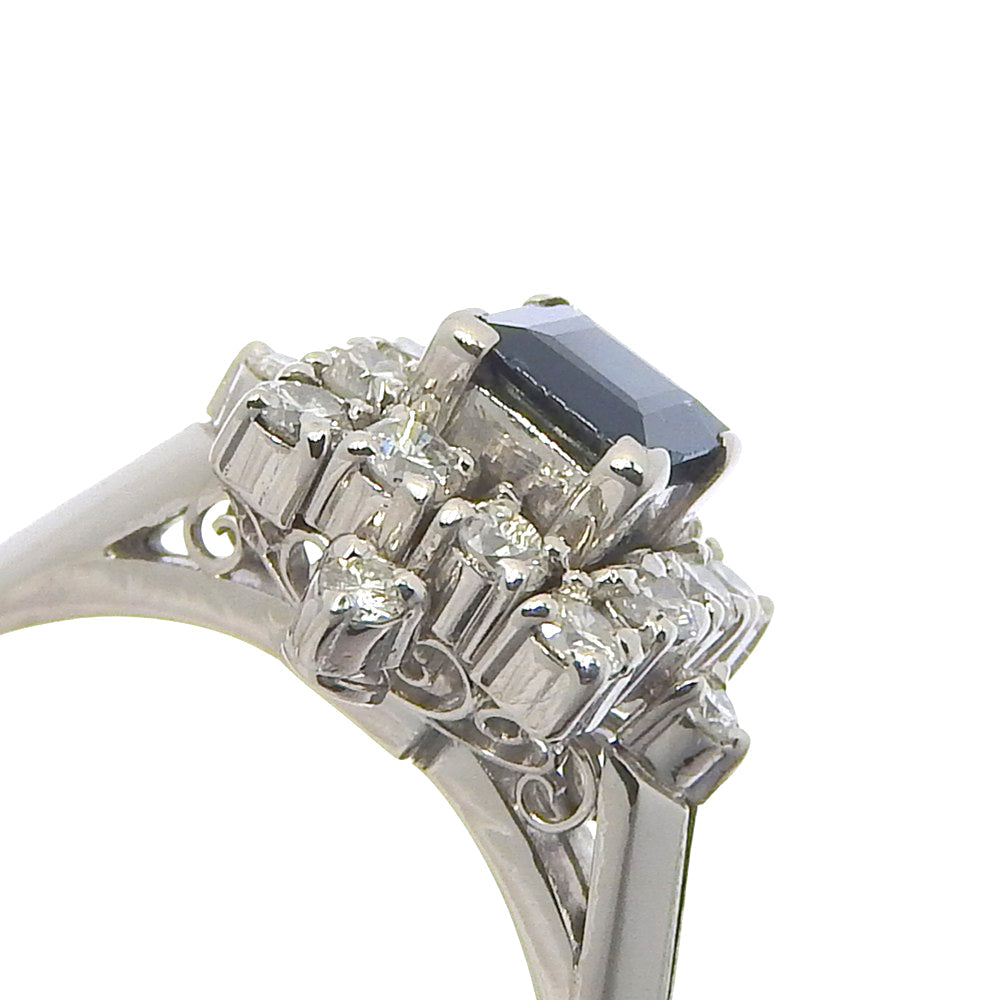 Platinum Diamond Sapphire Ring 5.1g – alternate view