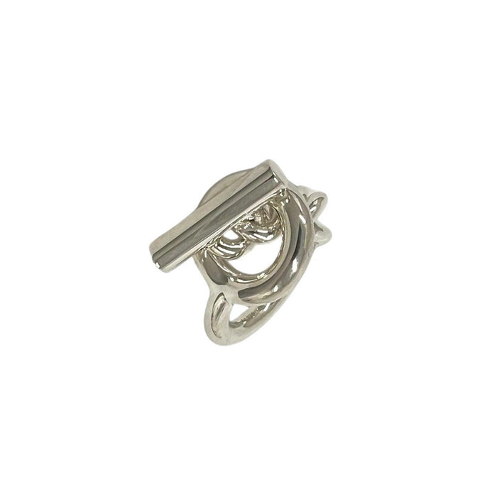 Hermès Croisette Sterling Silver Ring – front view