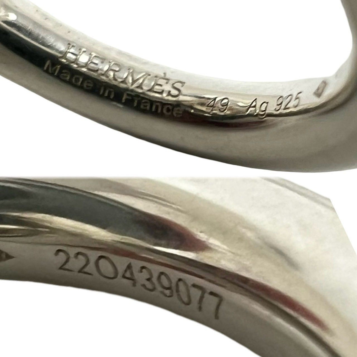 Hermès Croisette Sterling Silver Ring – top view