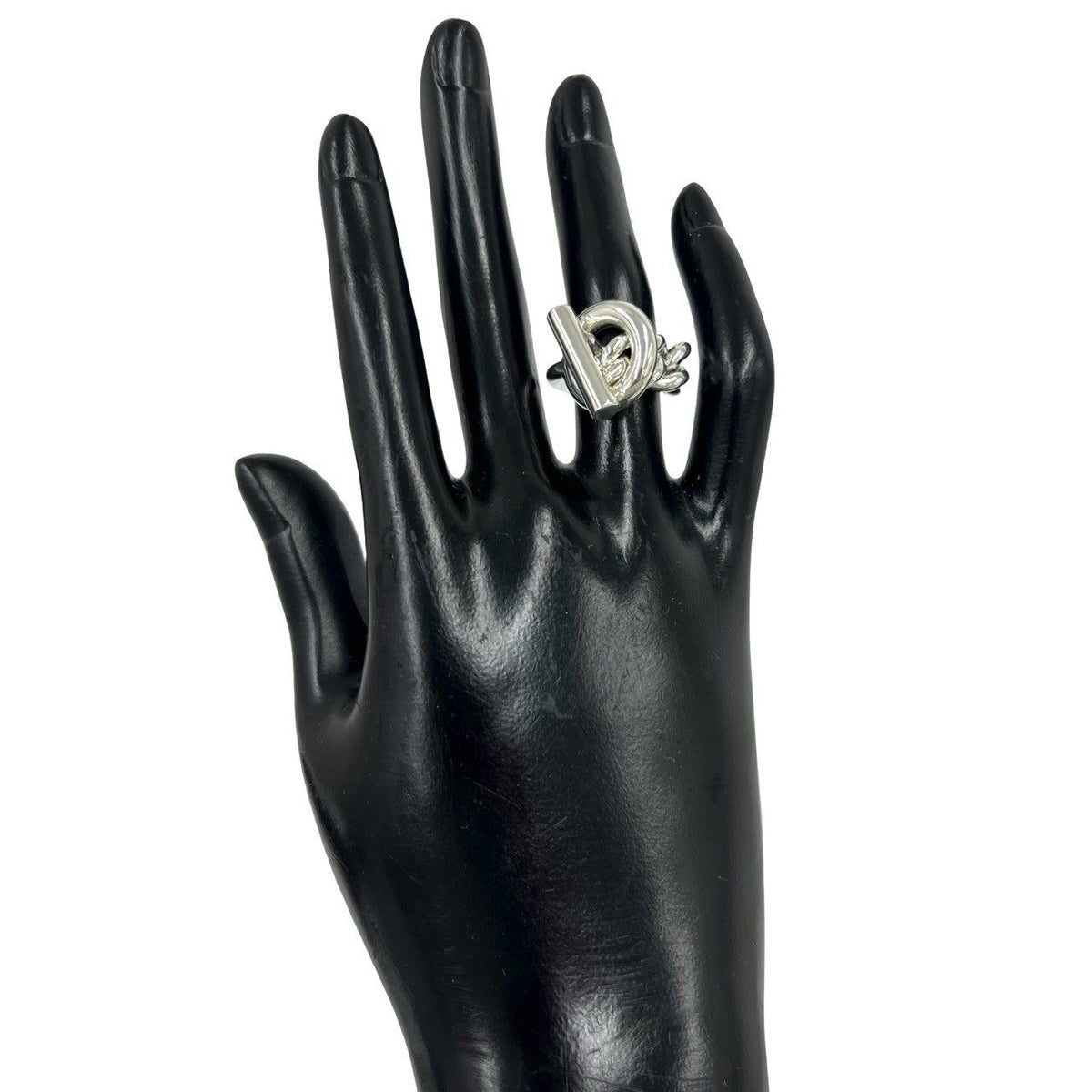 Hermès Croisette Sterling Silver Ring – side view
