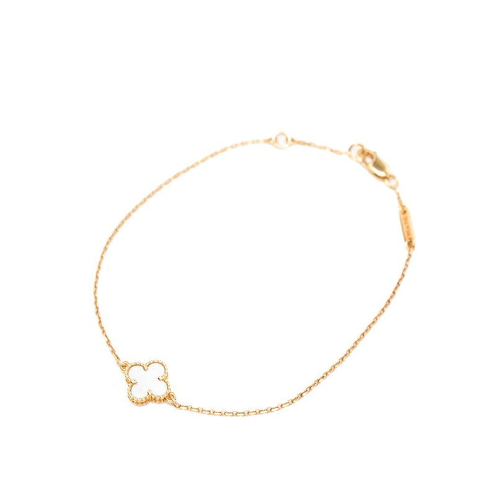 Van Cleef & Arpels Sweet Alhambra 18K Rose Gold Mother of Pearl Bracelet – front view