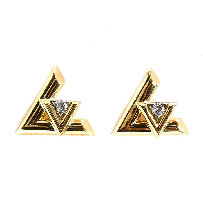 Louis Vuitton Volt One 18K Yellow Gold Diamond Earrings – front view