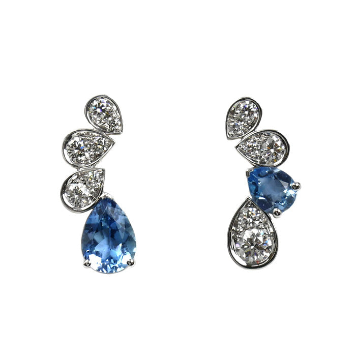 Chaumet Joséphine Ronde d'Aigrette 18K White Gold Diamond Aquamarine Earrings – front view