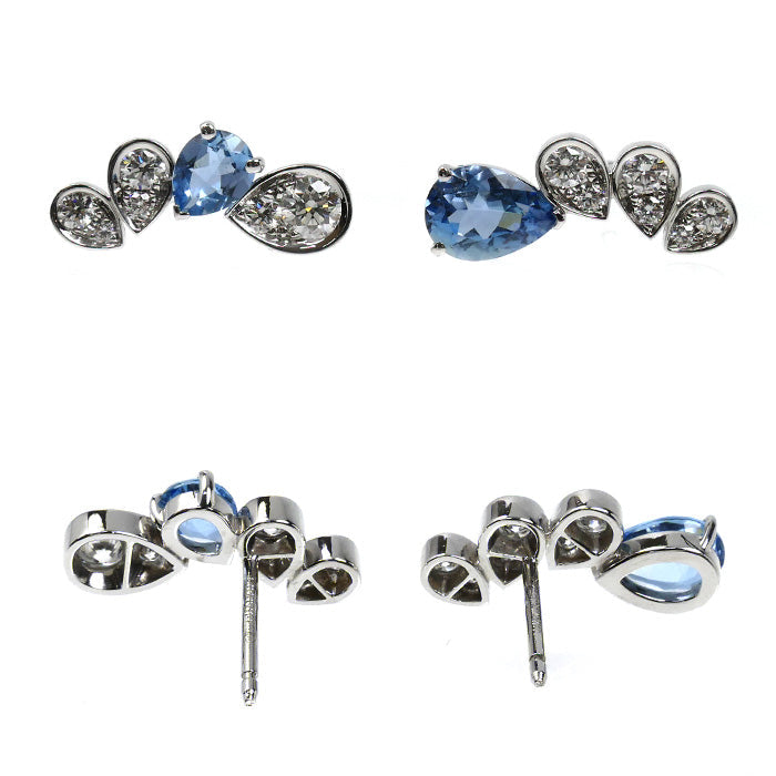 Chaumet Joséphine Ronde d'Aigrette 18K White Gold Diamond Aquamarine Earrings – detail view