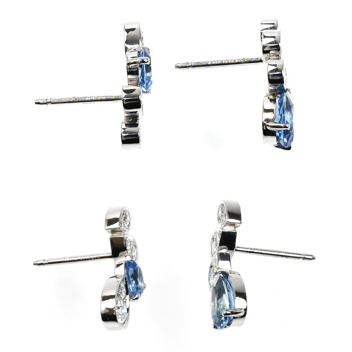 Chaumet Joséphine Ronde d'Aigrette 18K White Gold Diamond Aquamarine Earrings – side view