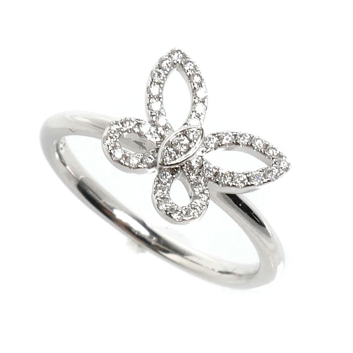 Graff Mini Butterfly Silhouette 18K White Gold Diamond Ring – front view