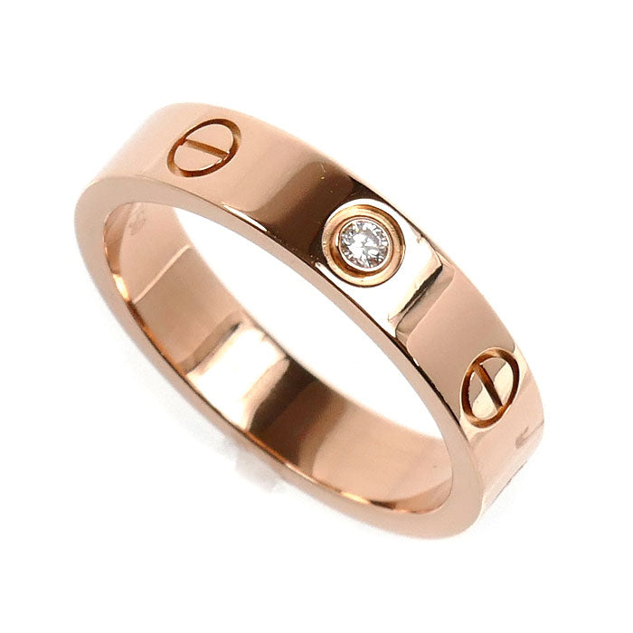 Cartier Mini Love 18K Rose Gold Diamond Ring – front view
