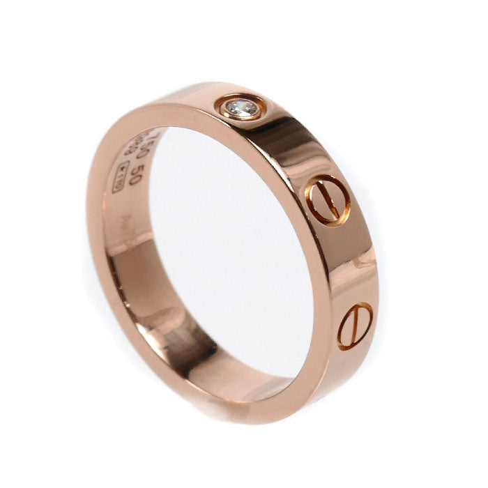 Cartier Mini Love 18K Rose Gold Diamond Ring – side view