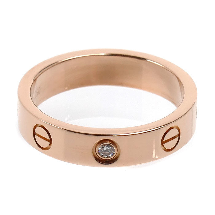 Cartier Mini Love 18K Rose Gold Diamond Ring – top view