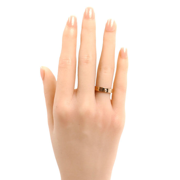 Cartier Mini Love 18K Rose Gold Diamond Ring – close-up