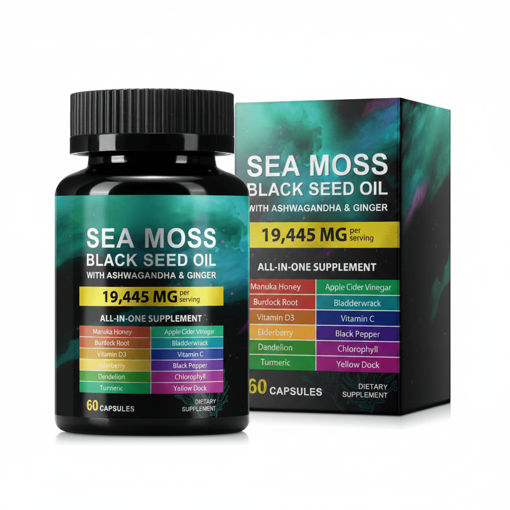 Sea Moss Black Seed Oil Ashwagandha 120ct Sealed