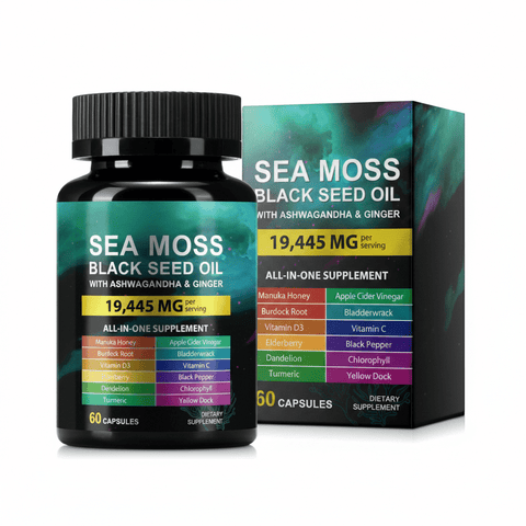 Sea Moss Black Seed Oil Ashwagandha 120ct Sealed