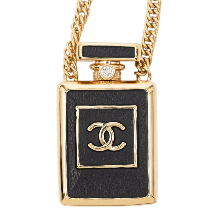 Chanel Coco Mark Perfume Bottle Gold-Plated Necklace – front view